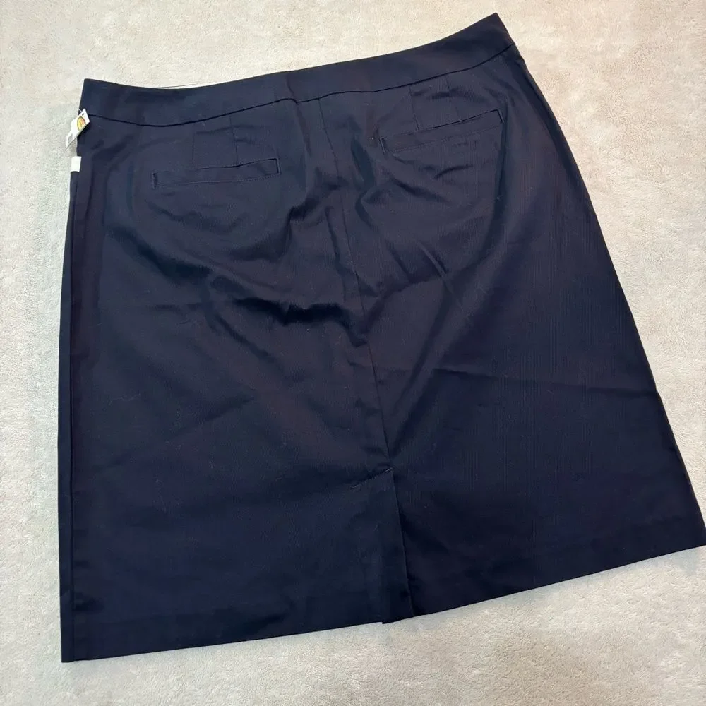 NEW Talbots Navy Pencil Skirt with white Trim 14 cotton spandex stretch classy